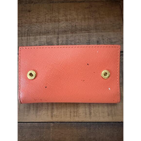 Prada Key Holder Wallet Women's Orange Saffiano Leather Made Italy Gold Hardware - Picture 8 of 13